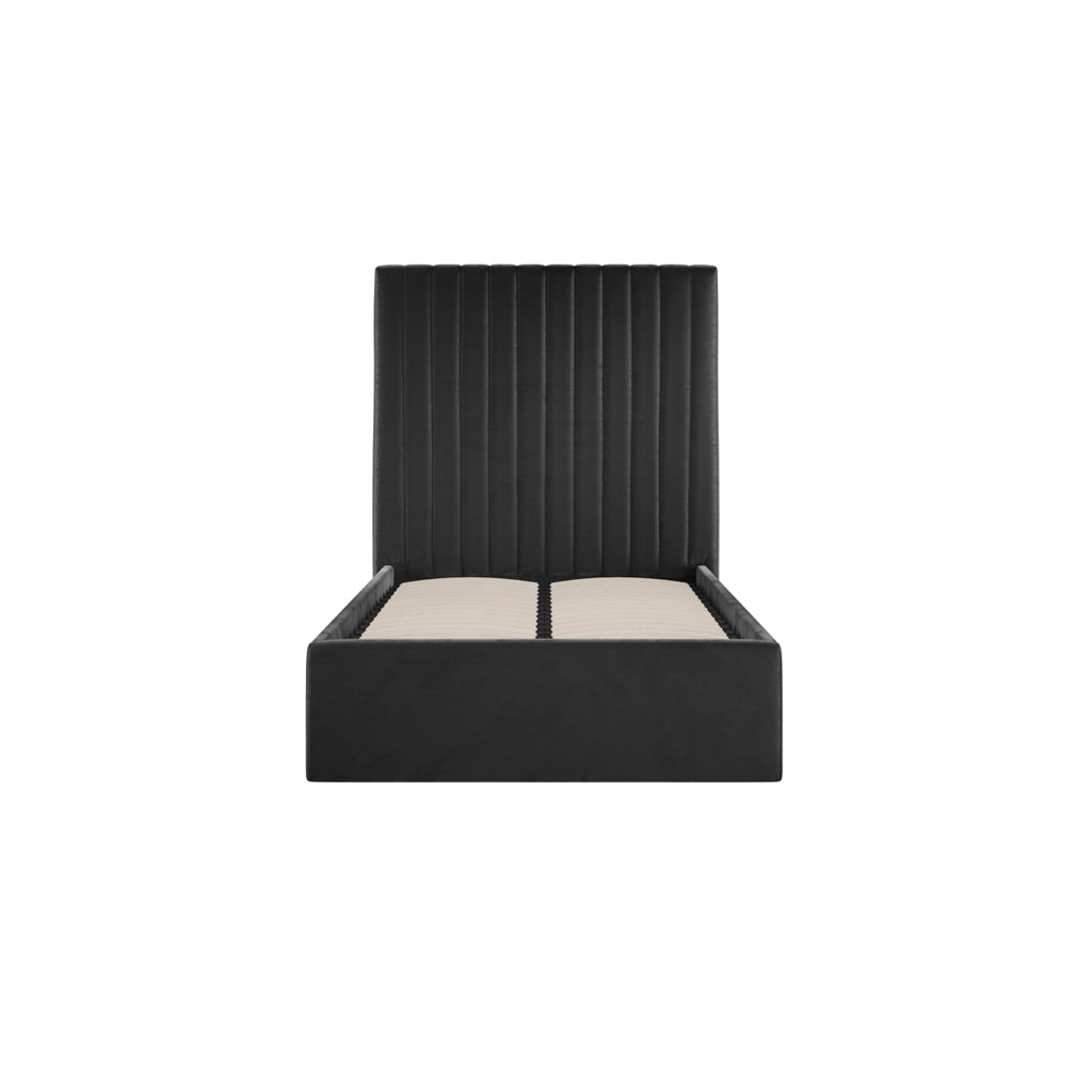 Berlin Black Velvet Tall Ottoman Single Bed